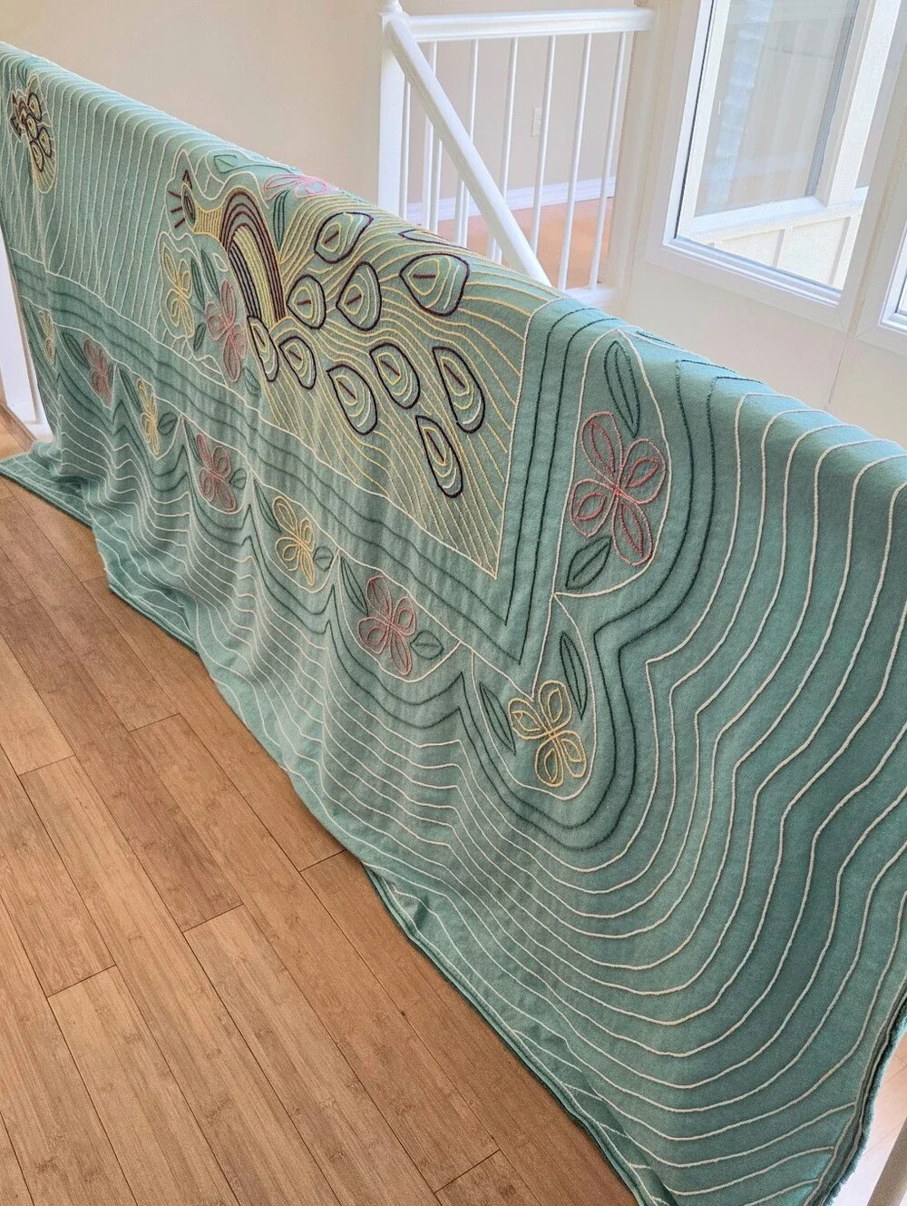 Vintage Chenille Peacock Bedspread 90